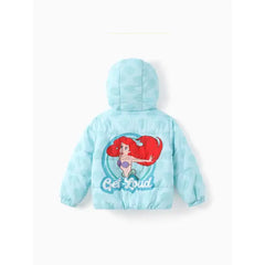 PATPAT Disney Princess Toddler Girl 1pc Ariel/Moana/Rapunzel/Aurora Plush Edge Hooded Jacket Coat Mint green