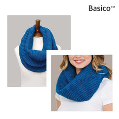 BASICO 2-Pack Women's Infinity Scarves, Chunky Knitted Neck Warmers in Teal & Charcoal Grey