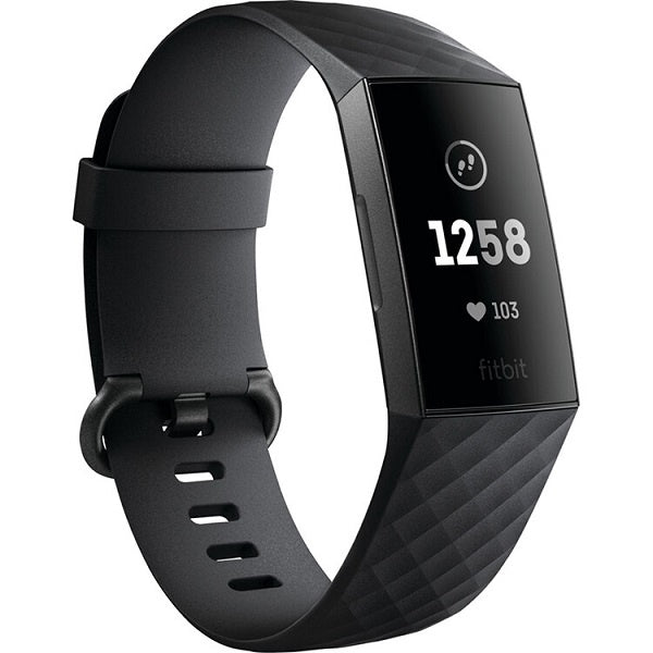 Fitbit Charge 3 Activity Tracker + Heart Rate (FB409GMBK) - Black / Graphite Aluminum