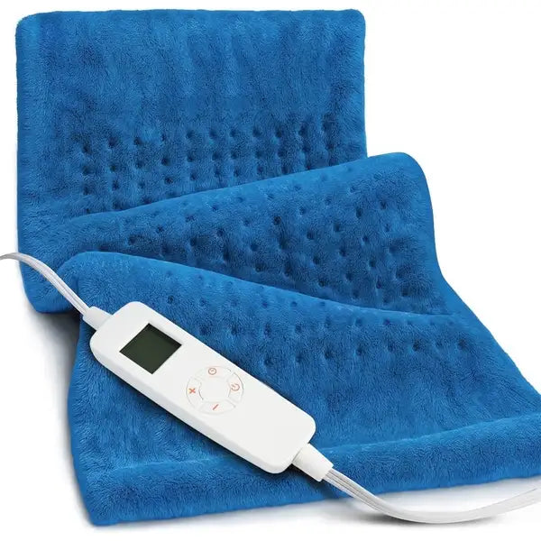 Swfoer 33"x17" Portable Heating Pad for Back, Shoulder, and Neck Relief – 6 Heat Levels, 3 Timer Settings - Blue