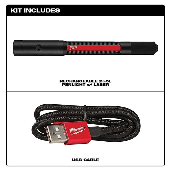 Milwaukee 2010R Rechargeable 250 Lumen Penlight with Laser