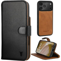 TORRO Leather Case Compatible with iPhone 17 Series Leather Bumper Case with Detachable Wallet Cover with Stand and Card Slots (Compatible with Official MagSafe Chargers)