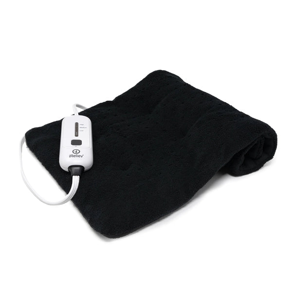 iReliev Weighted Heating Pad - Moist/Dry Heat with 3 Settings for Pain Relief & Cramps
