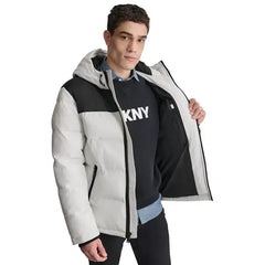 Men's Mixed-Media Puffer Coat, Created for Macy's