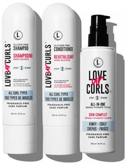 Love Ur Curls Fragrance Free Shampoo and Conditioner Set with All in One Curl Cream Styler for Curly Hair, 3 Step System to Repair(250 mL)