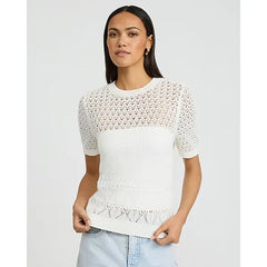 Express Cotton Open Stitch Crew Neck Sweater Tee