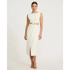 Express Crepe Hardware Cutout Midi Sheath Dress