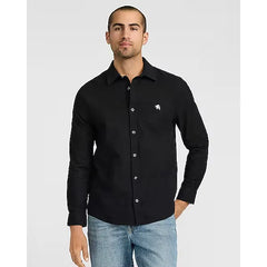 Express Solid Mini Lion Logo Cotton Long Sleeve Oxford Shirt