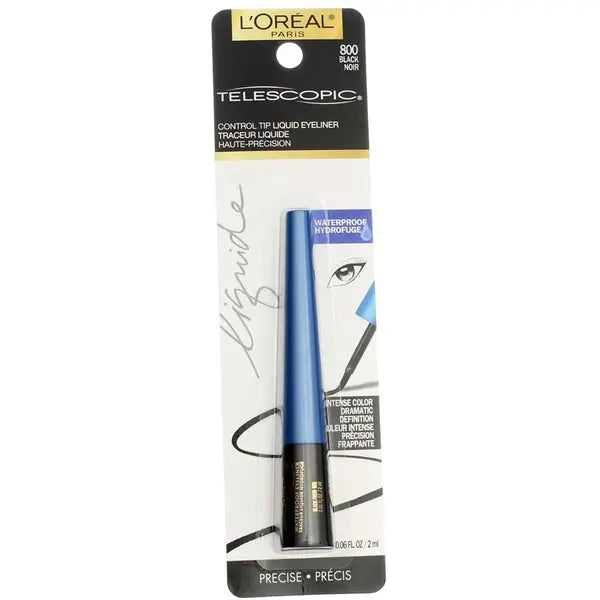 L'Oreal Telescopic Waterproof Precision Liquid Eyeliner, Black [800] 0.06 oz (Pack of 2)