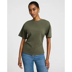 Express Stretch Cotton Short Sleeve Ruched Waist Tee