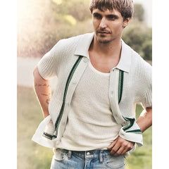 Express Textured Ribbed Cotton Striped Sweater Polo