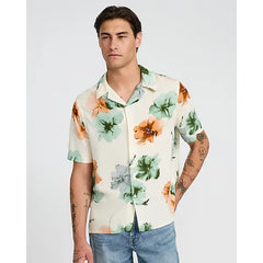 Express Large Floral Camp Collar Rayon Short Sleeve Shirt