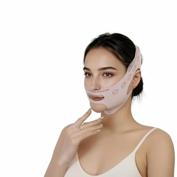 AIMERY Double Chin Strap for Sleeping Face Lift Mask with Adjustable Neck Tightening & Jawline Shaping Support for Snoring