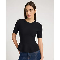 Express Airy Soft Crew Neck Short Sleeve Peplum Sweater