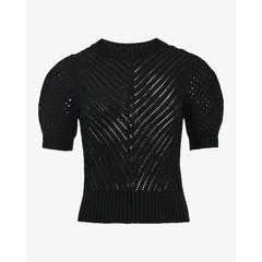 Express Cotton Open Stitch Crew Neck Short Sleeve Sweater