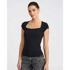 Express Body Contour Light Compression Stretch Cotton Cap Sleeve Tee