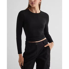 Express Supersoft Fitted Double Layer Crew Neck Long Sleeve Tee