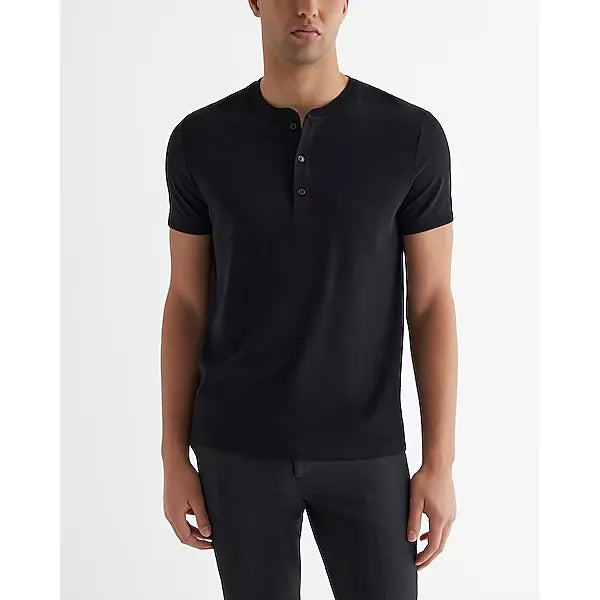 Express Perfect Pima Cotton Short Sleeve Henley
