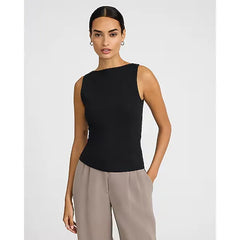Express Body Contour Light Compression Stretch Cotton Boat Neck Tank