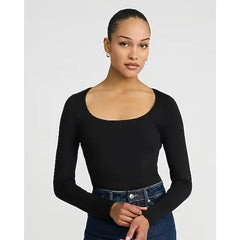Express Body Contour High Compression Scoop Neck Long Sleeve Bodysuit