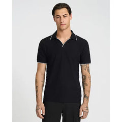 Express Tipped Zig Zag Textured Johnny Collar Polo