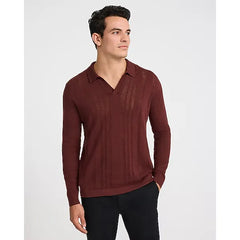 Express Open Knit Cotton Johnny Collar Sweater Polo
