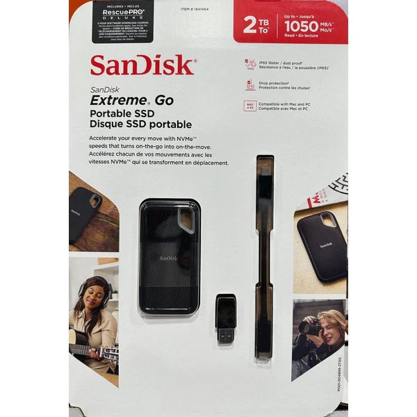 SanDisk Extreme Go USB 3.2 Gen 2 Portable 2TB External SSD (SDSSDE52-2T00-AC)