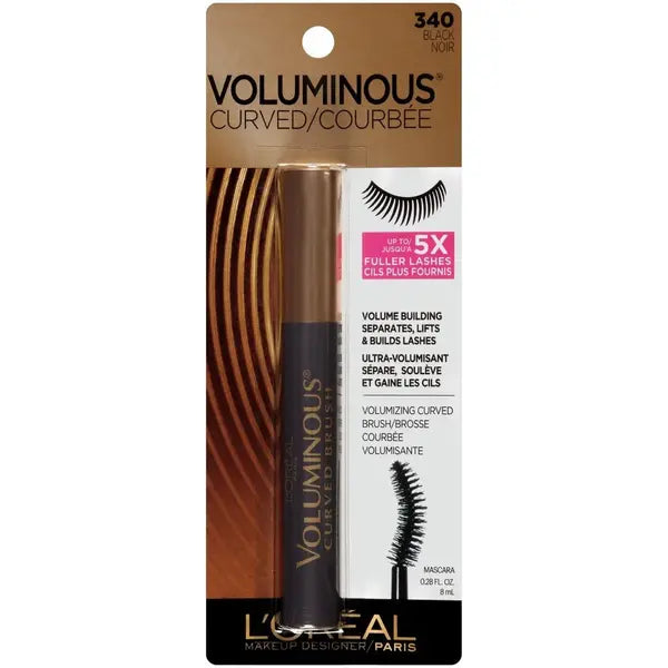 LOreal Paris Makeup Voluminous Mascara Original, Curved Brush Lifts & Builds Lashes Up To 5X Volume, Clump Free, Smudge Free, Black, 0.28 Fl Oz