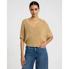 Express Sheer Textured Slub V Neck Dolman Sleeve Sweater