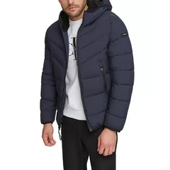 Men's Chevron Stretch Jacket With Sherpa Lined Hood