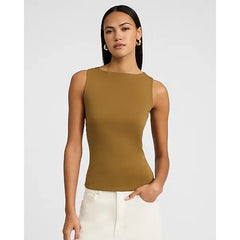 Express Body Contour Light Compression Stretch Cotton Boat Neck Tank