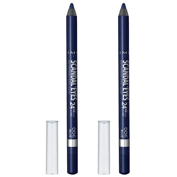Rimmel Scandaleyes Waterproof Kohl Kajal Liner - Deep Blue, 0.04 oz. (2 Pack)