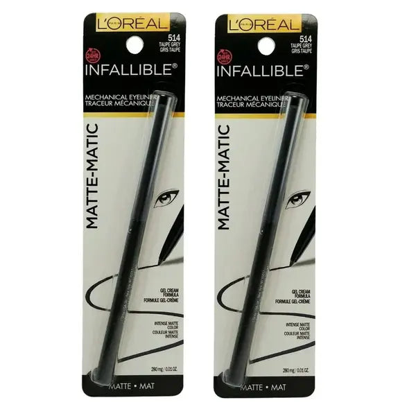 Pack of 2 L'Oreal Paris Infallible Matte-Matic Mechanical Eyeliner Pencil, Taupe Grey 514