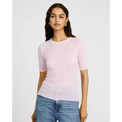Express Sheer Textured Crew Neck Short Sleeve Tee