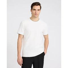 Express Textured Contrast Trim Perfect Fit Premium Weight Crew Neck T-Shirt
