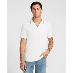 Express Tipped Zig Zag Textured Johnny Collar Polo