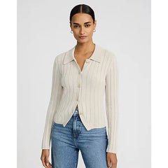 Express Fitted Novelty Button Ribbed Cutaway Hem Cardigan