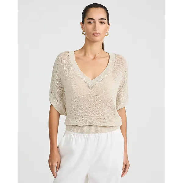 Express Sheer Textured Slub V Neck Dolman Sleeve Sweater