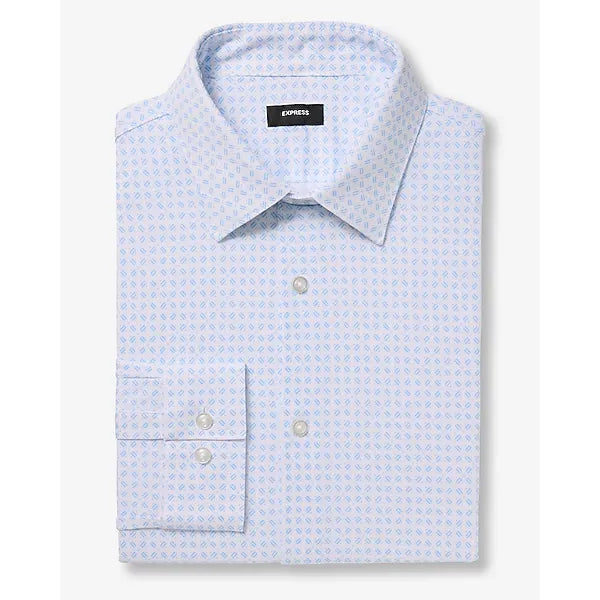 Express Slim Geo Floral Stretch Modern Tech 1MX Dress Shirt