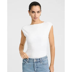 Express Body Contour Stretch Cotton Open Back Bodysuit