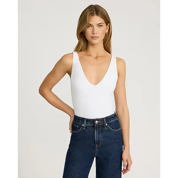 Express Body Contour Light Compression Stretch Cotton V Neck Sleeveless Bodysuit