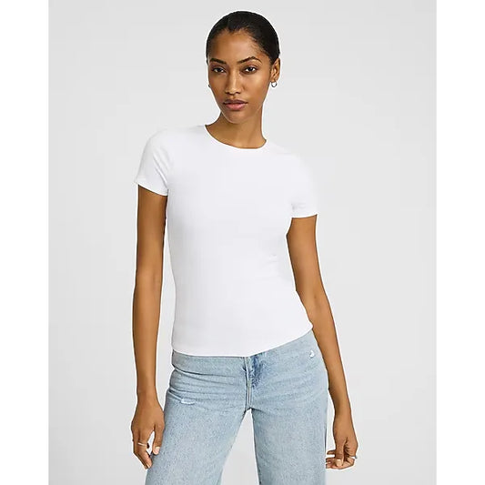 Express Essential Fitted Ribbed Crew Neck Short Sleeve Tee