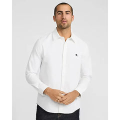 Express Solid Mini Lion Logo Cotton Long Sleeve Oxford Shirt