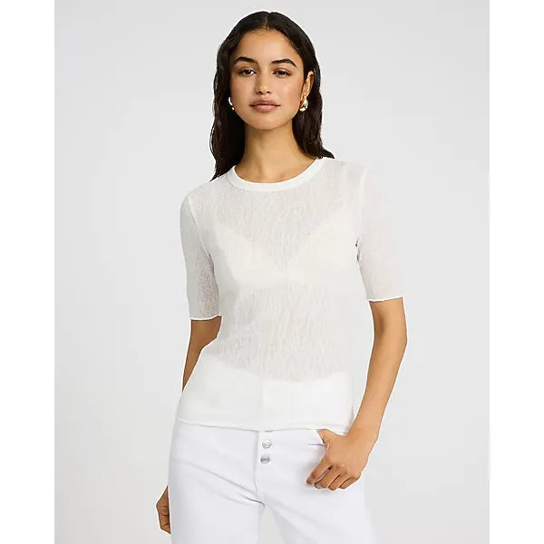 Express Sheer Textured Crew Neck Short Sleeve Tee
