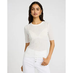 Express Sheer Textured Crew Neck Short Sleeve Tee