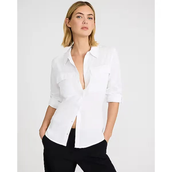 Express Twill Double Flap Pocket Rolled Sleeve Utility Portofino Shirt