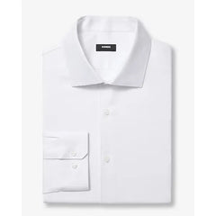 Express Slim Textured Print Spread Collar Cotton Stretch 1MX Dress Shirt